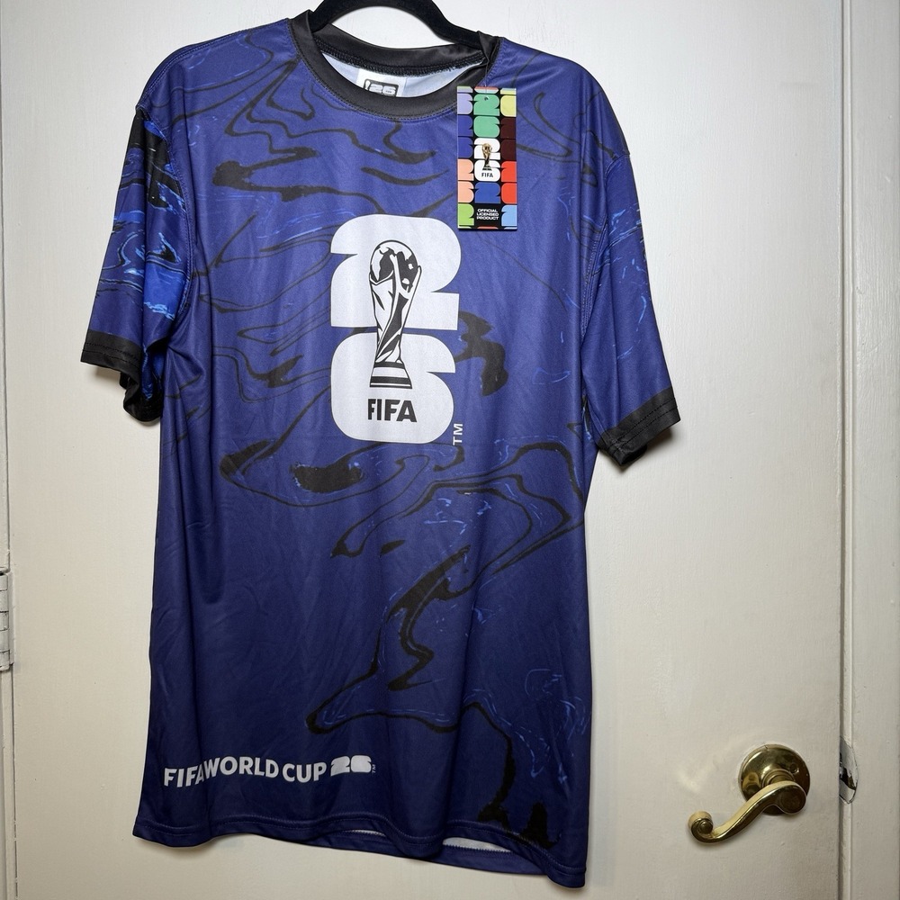 2026 FIFA World Cup Mundial Logo Trophy Shirt Dry Fit Purple Size Large NWT